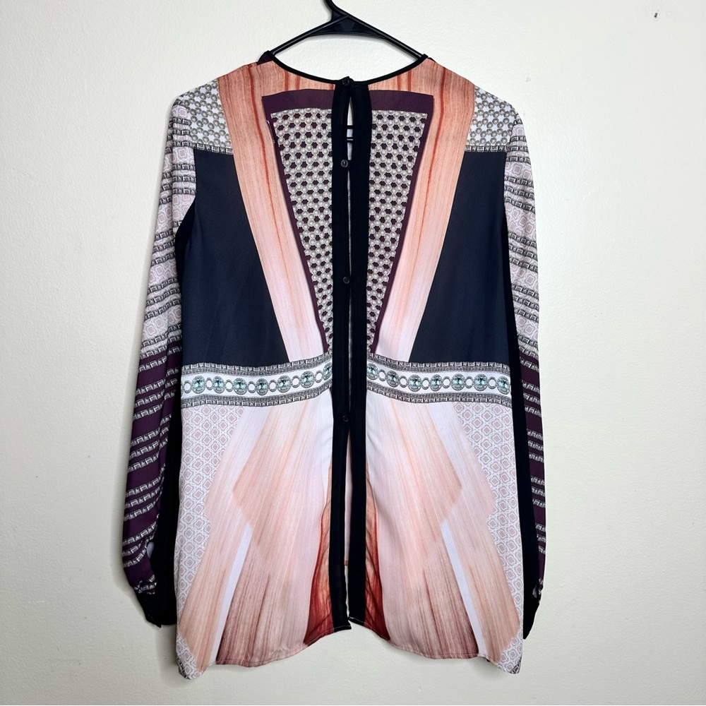 Clover Canyon Pink and Black Geometric‎ Blouse size Medium - Picture 8 of 9